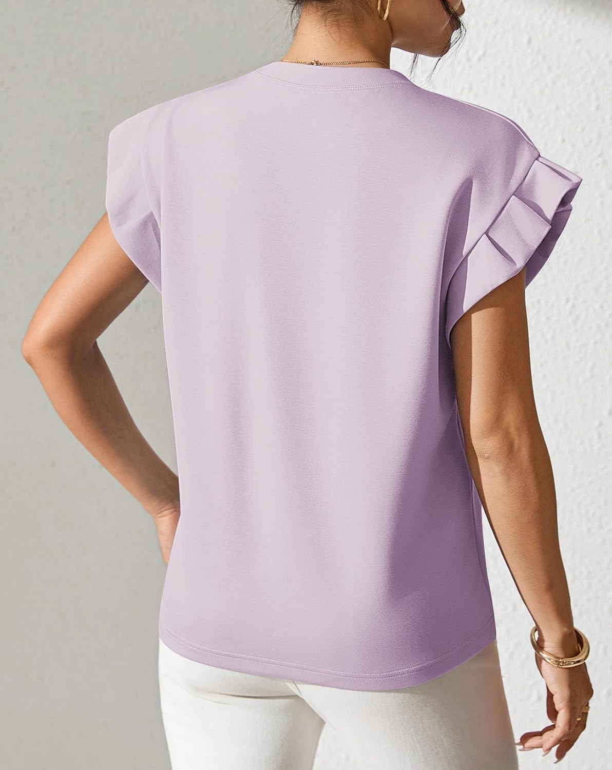 Pink Queen Womens Summer Tops 2026 Fashion Floral T Shirts Ruffle Cap Sleeve Casual Blouses - Image 6