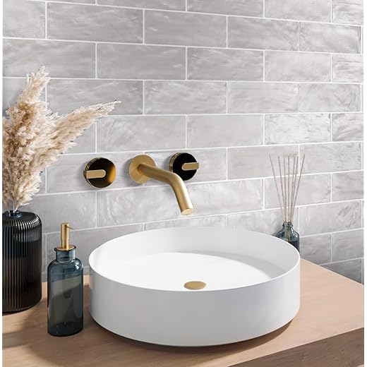 2.5" x 8" Gray Ceramic Tile for Kitchen, Bathroom or Wall Panel (5.32 Sq ft- Box of 38 Tiles)