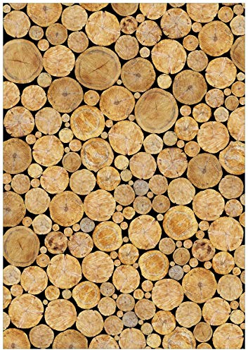 Wand-Bild 70 x 100 cm | Motiv: Holzstapel rund | Direktdruck auf 5mm Starke Hartschaumplatte | leichtes Material | günstig