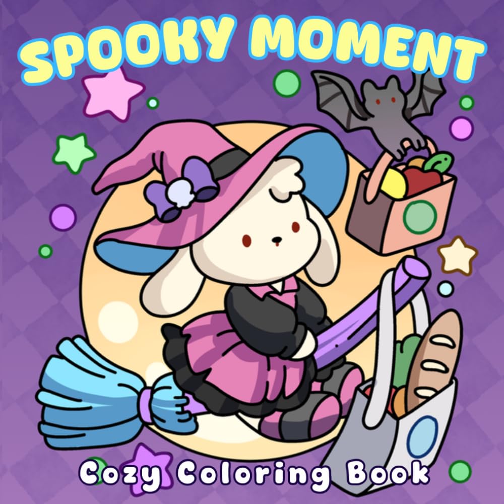Spooky Moment: Cozy Spooky Coloring Book for Adults and Teens - 40 Cute Halloween and Fall Vibes Pages with Adorable Characters for Relaxation