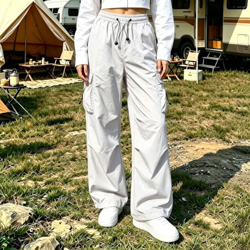 Womens Cargo hiking pants Y2K Baggy Stretchy High Waisted Jogger Trousers - image 2