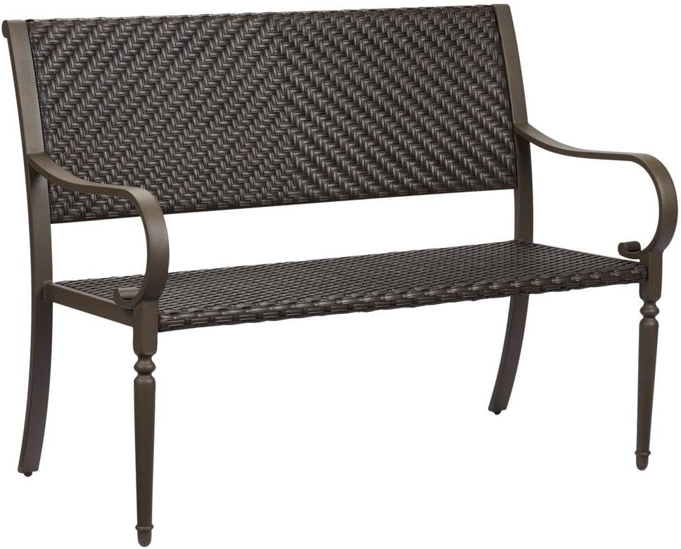 Hampton Bay Commack Brown Wicker Outdoor Bench