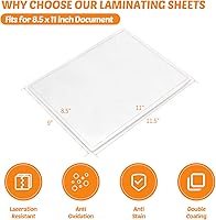 Vista 2 de Bolsas de laminación térmica de 9 x 11.5 pulgadas, capacidad para hojas de 8.5 x 11 pulgadas, paquete de 200 películas laminadas calientes de 5 mil