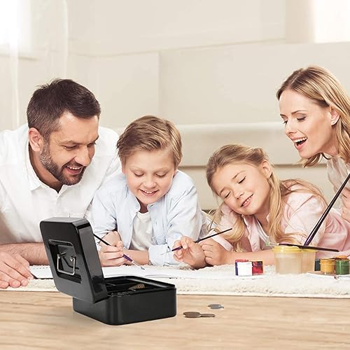 Miniatura 6 de Caja de efectivo con cerradura de combinación, caja de dinero de metal para efectivo, caja de bloqueo Lovndi con bandeja de dinero, 9.84 x 7.87 x