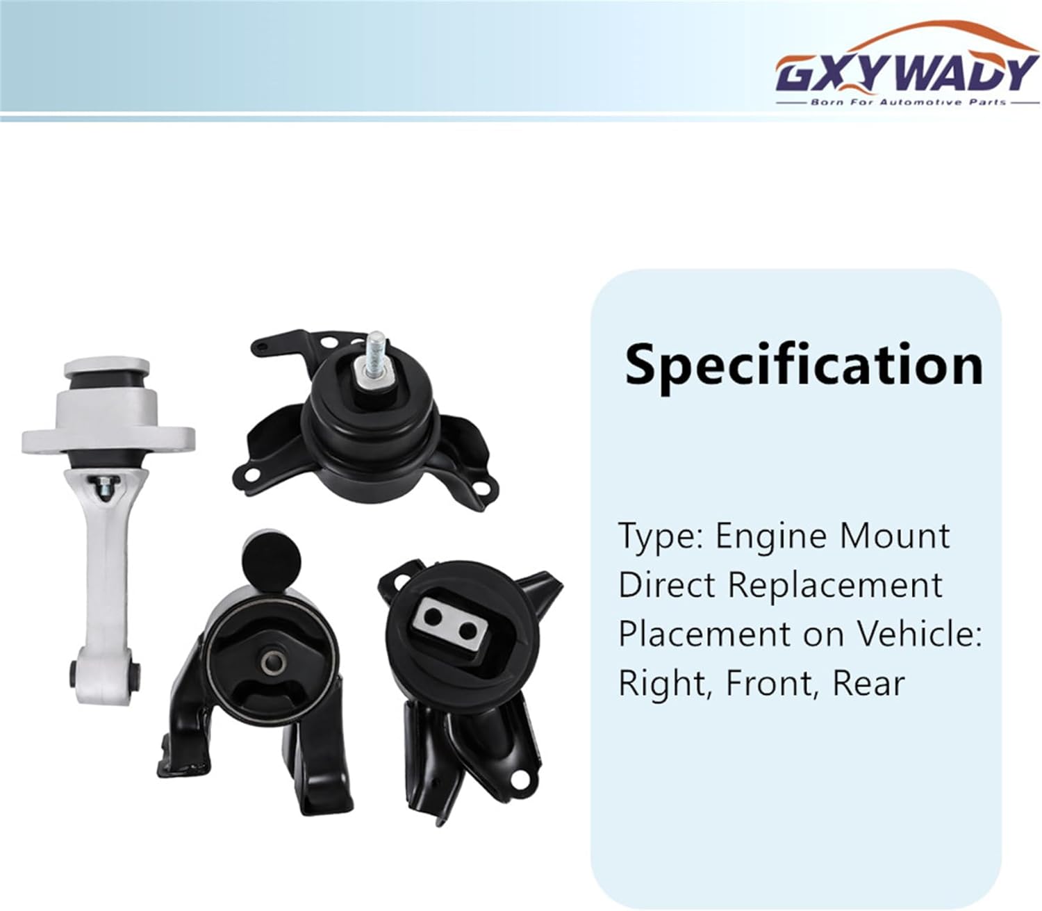 GXYWADY 4Pc Engine Motor Trans Mount Replacement for Sonata 2.4L Hybrid 2011-2014 Replacement for A71001 A7170 A7197 A71021 A71034