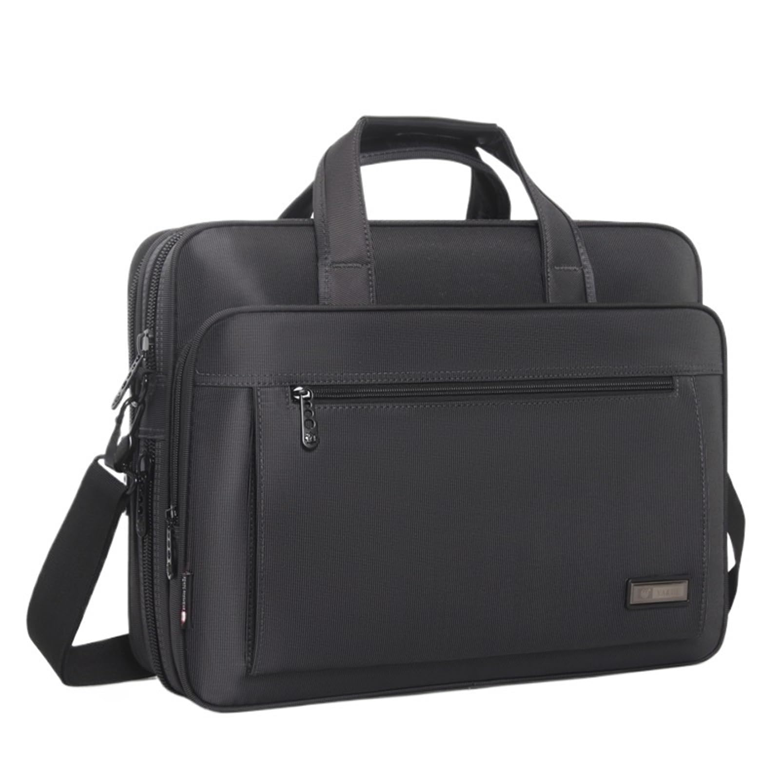 Borsa porta pc Grandi cartelle da uomo in tela, borsa tote, custodia for laptop 15,6 pollici, lavoro impermeabile, a tracolla, messenger Oxford, nero