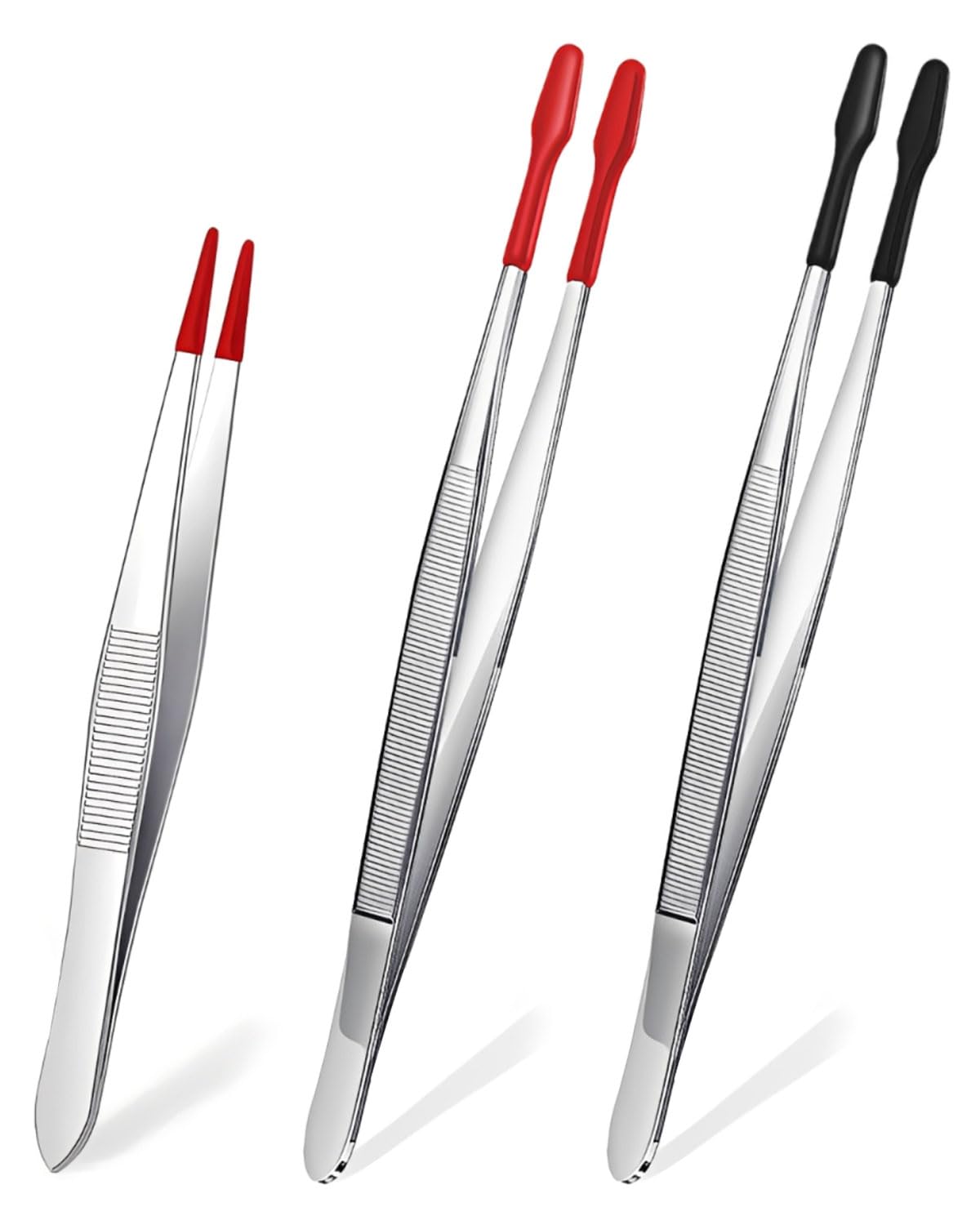 3 pezzi Pinzette Modellismo,pinzette di precisione, Pinzette Di Precisione,Con Punta Piatta In Gomma Pvc Piatte Antiscivolo Per Laboratori Gioielli Francobolli, pinzette