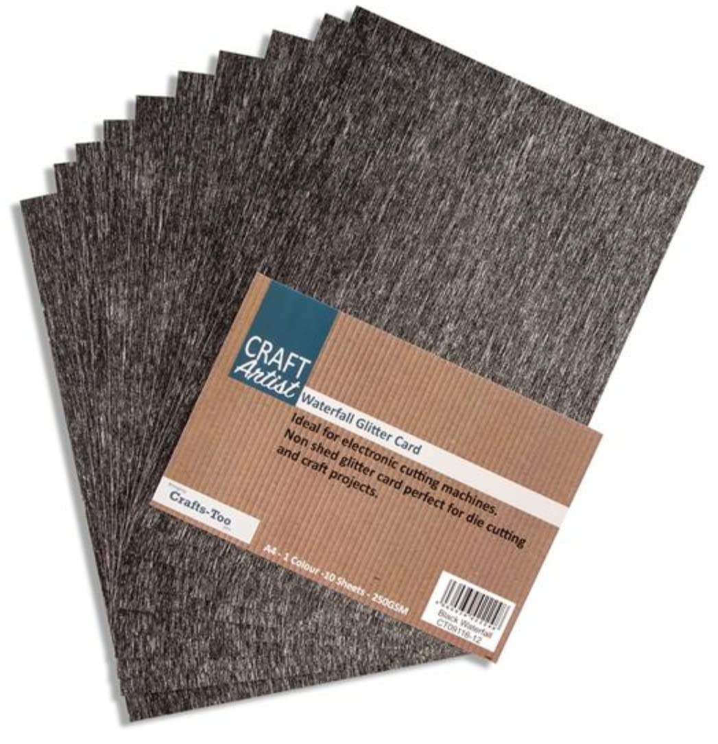 Crafts Too Black Craft Artist A4 250Gsm Waterfall Glitter Card
