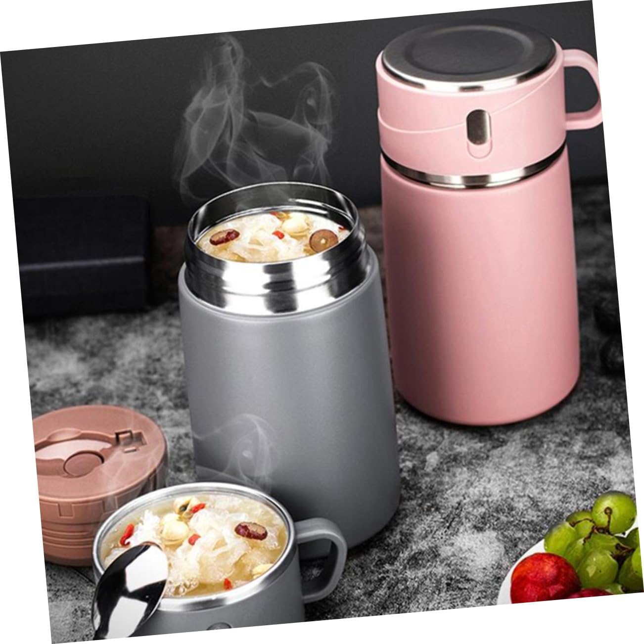 Stainless Steel Insulated Food Jar Thermal Food Container with Soup Cup for Home School and Work Hot Meals and Juicy