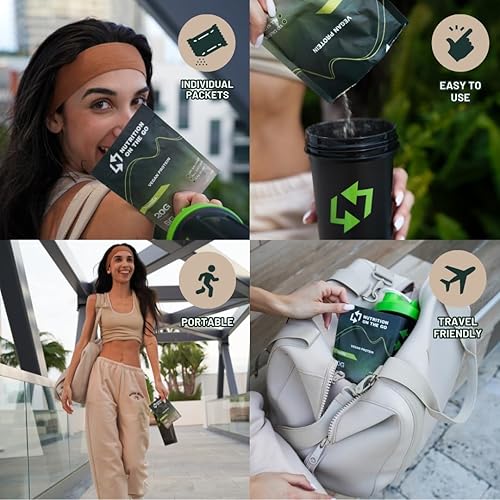 Miniatura 10 de Nutrition On The Go Vegan Protein Powder Packets with Creatine  20g Plant Proteins + 5g Creatine  Single-Serve Travel Protein Powder  All-Natural,