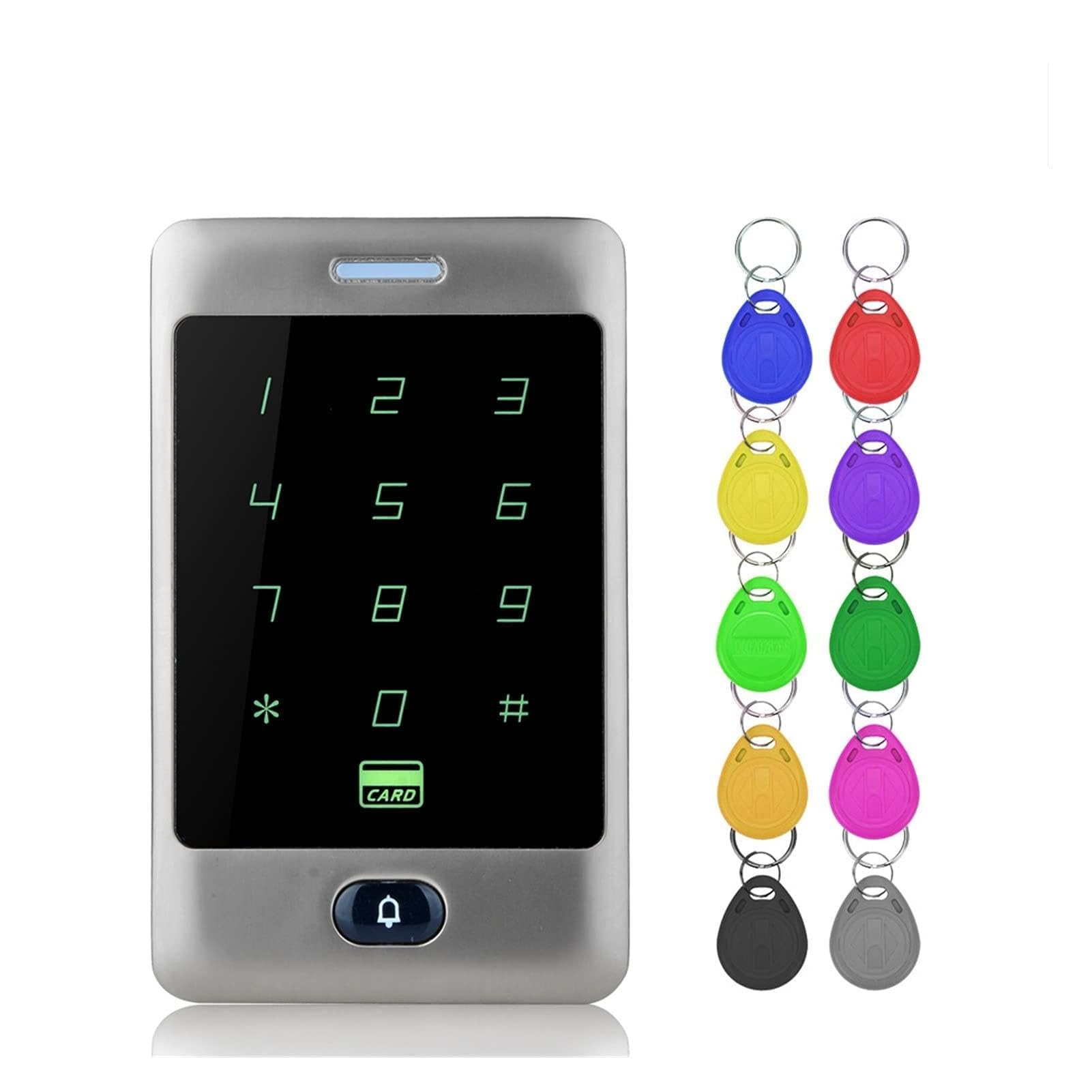 Biometric Employee Attendance Machine Access Control Waterproof Standalone Touch Keypad Door Lock Access Control System Metal Case Shell Rainproof for Small Businesses and Offices(125khz BC30 10 Keys)