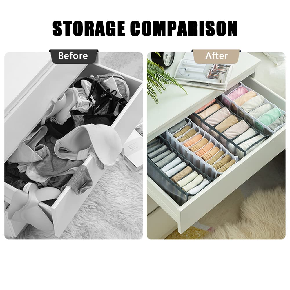 Organizer Cassetti 2 Pezzi CORTNEY - Griglie Pieghevoli Per Intimo E Accessori (Bianco) - Foto 6