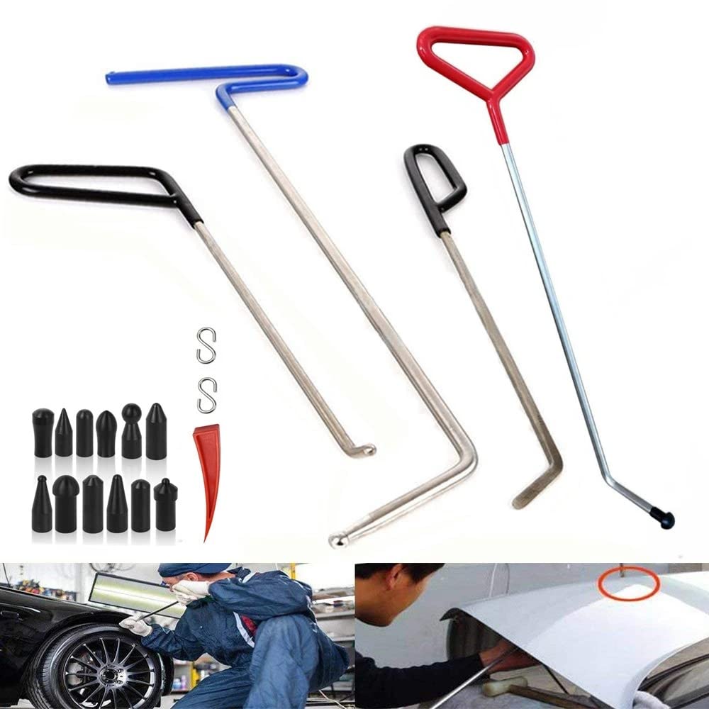 WHDZ 車 デントリペアツール 工具セット 車凹み修復 凹み直す 板金工具 車デントリペアツール スターター入門キット 車 凹み直し レッドウェッジ 補修ツール DIY修復工具 4本セット