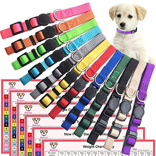 Blaoicni Puppy ID Collar Identification Soft Nylon Adjustable Breakaway Safety Whelping Litter Collars for Newborn Pets…