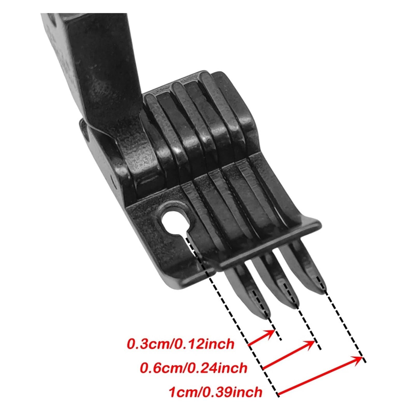 Pied-de-biche en Acier Noir SP-18 avec Guide À Trois Bords Droits, 1/16, 1/8, 1/4 Pouces, Accessoires Industriels for Machine Coudre, Point Noué, 1 Pièce