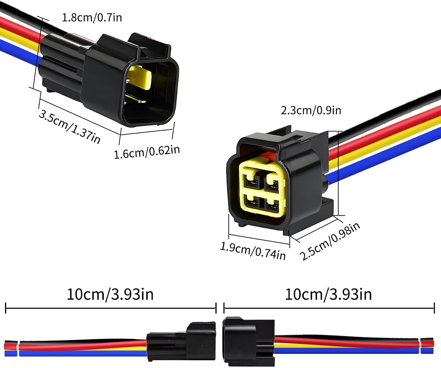 4 Pin Waterproof Connector Electrical Connector Male Female Plug Car Auto Wire Connectors 10cm 16AWG 5Pairs for Car,Truck,Motorcycle,Marine,Boat (DJ black 4p)