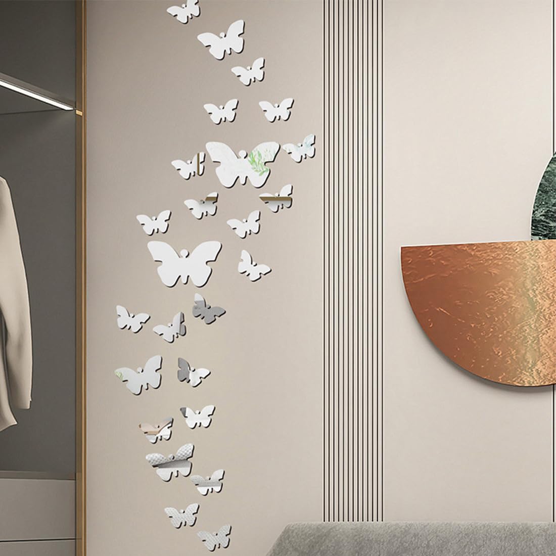 36 sztuk motyle 3D lustro trójwymiarowe akrylowe zdejmowane naklejki ścienne DIY dekoracja ścienna do domu/hotelu/salonu/sypialni/kuchni/pokoju dziecięcego