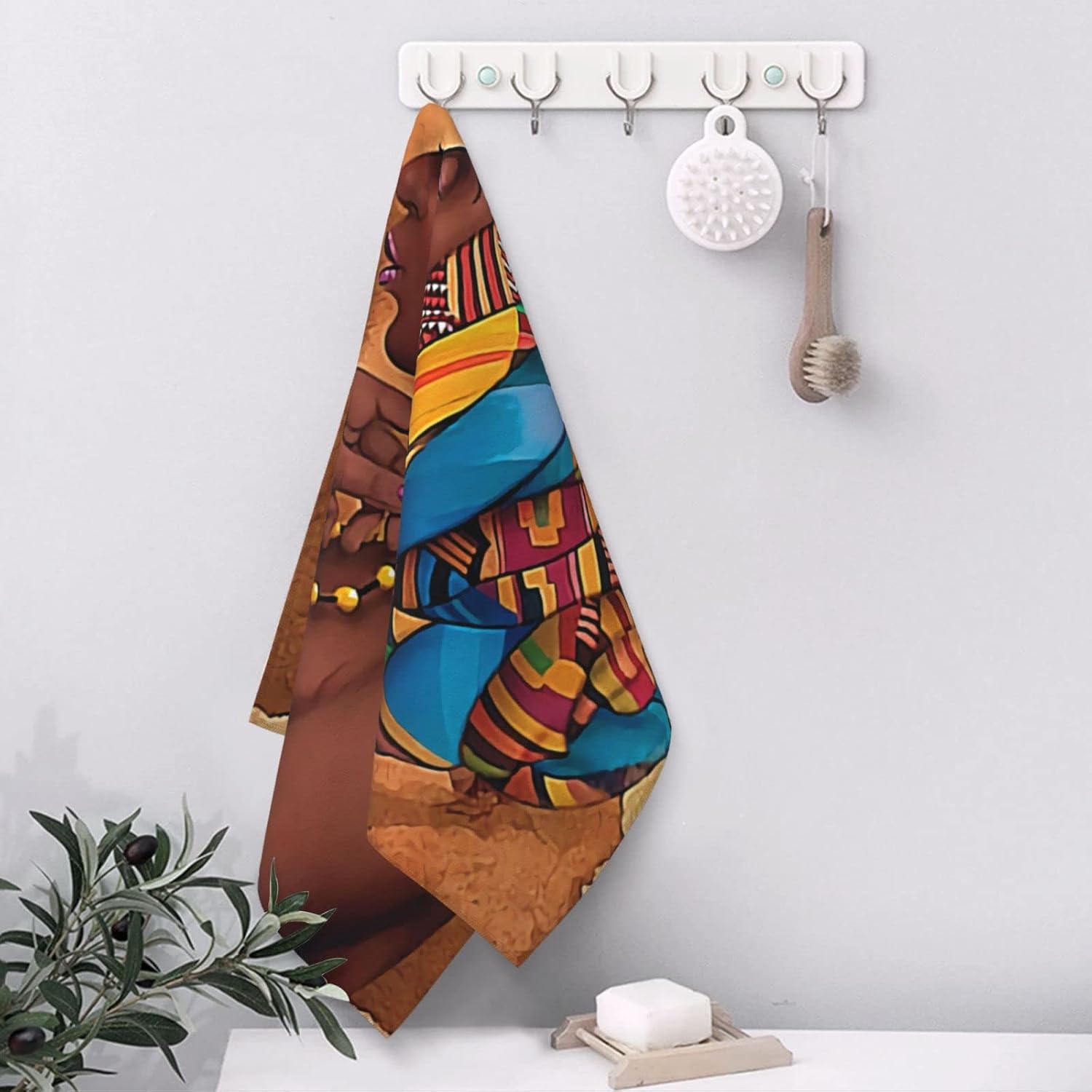 African American Woman Highly Absorbent Decorative Hand Towel Multipurpose for Bathroom Hotel Gym Spa Soft Cotton Fingertip Towels
