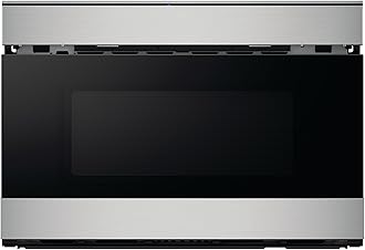 SHARP SMD2489ES Smart Microwave Drawer Oven with Easy Wave Open, 24-inch, 1.2 Cubic Feet, 950 Watt, Concealed Glass Touch Control Panel, Works with Alexa Certified, Edge to Edge Black Glass, Stainless