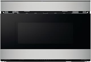 SHARP SMD2489ES Smart Microwave Drawer Oven with Easy Wave Open, 24-inch, 1.2 Cubic Feet, 950 Watt, Concealed Glass Touch Control Panel, Works with Alexa Certified, Edge to Edge Black Glass, Stainless