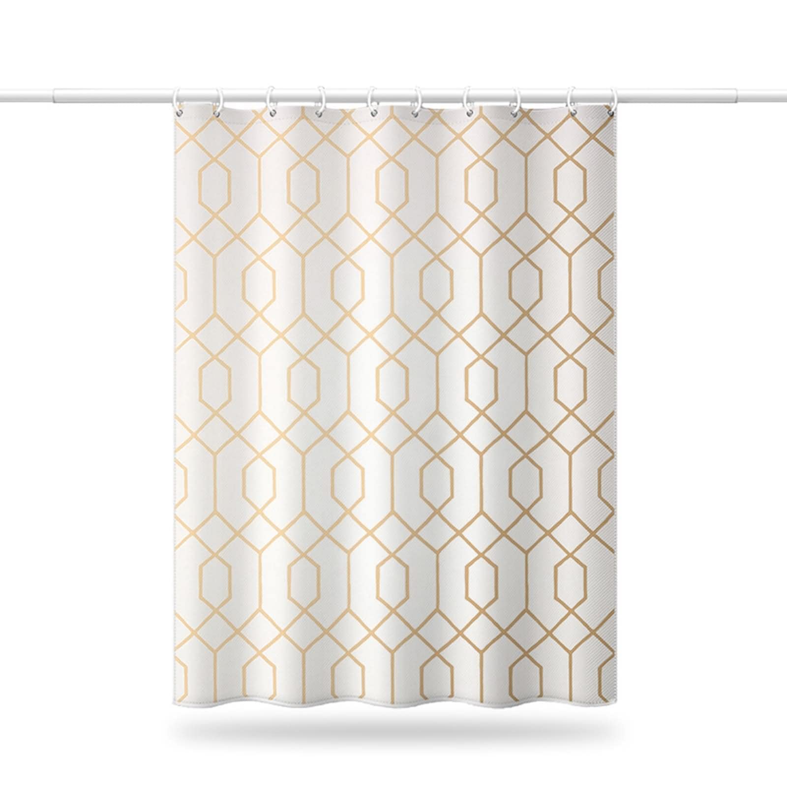 Duschvorhänge für Badewannen, Duschvorhang-Set Geometrisches Muster Hellbraun Beige Polyester 150X200cm