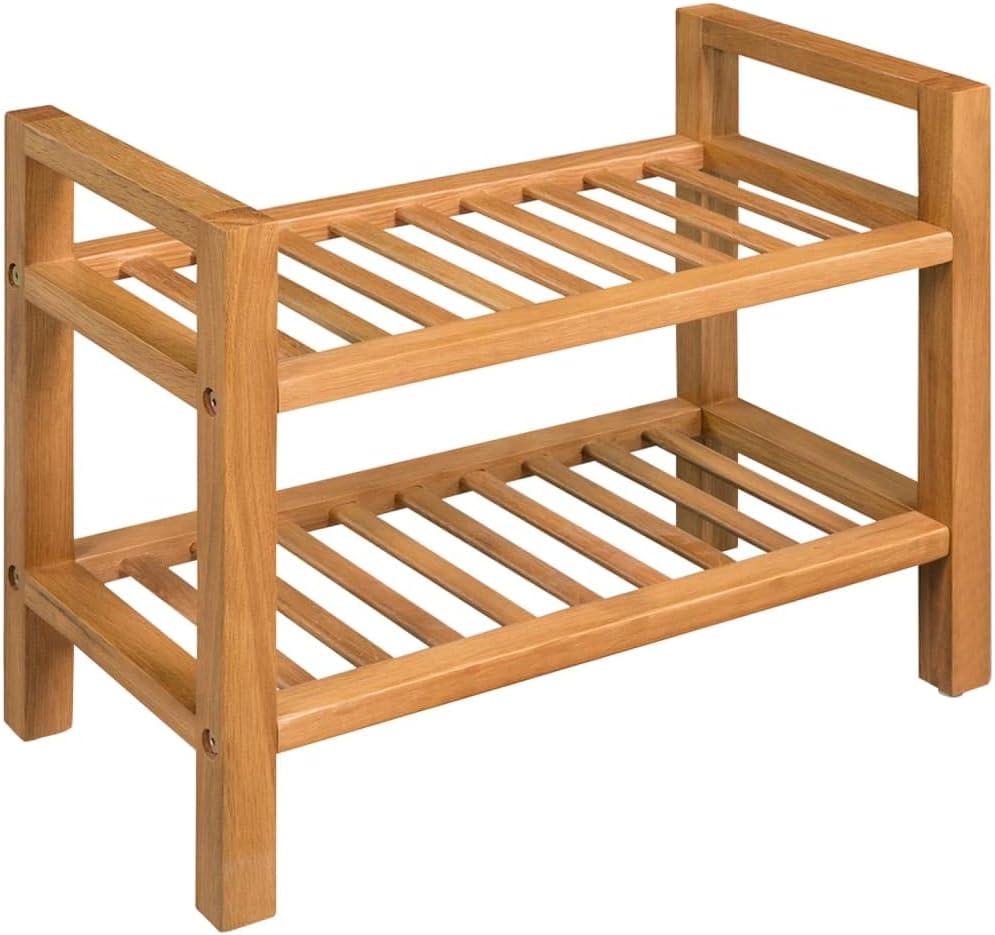 vidaXL Shoe Rack Shoe Storage with 2 Shelves Solid Oak 50 x 27 x 40 cm