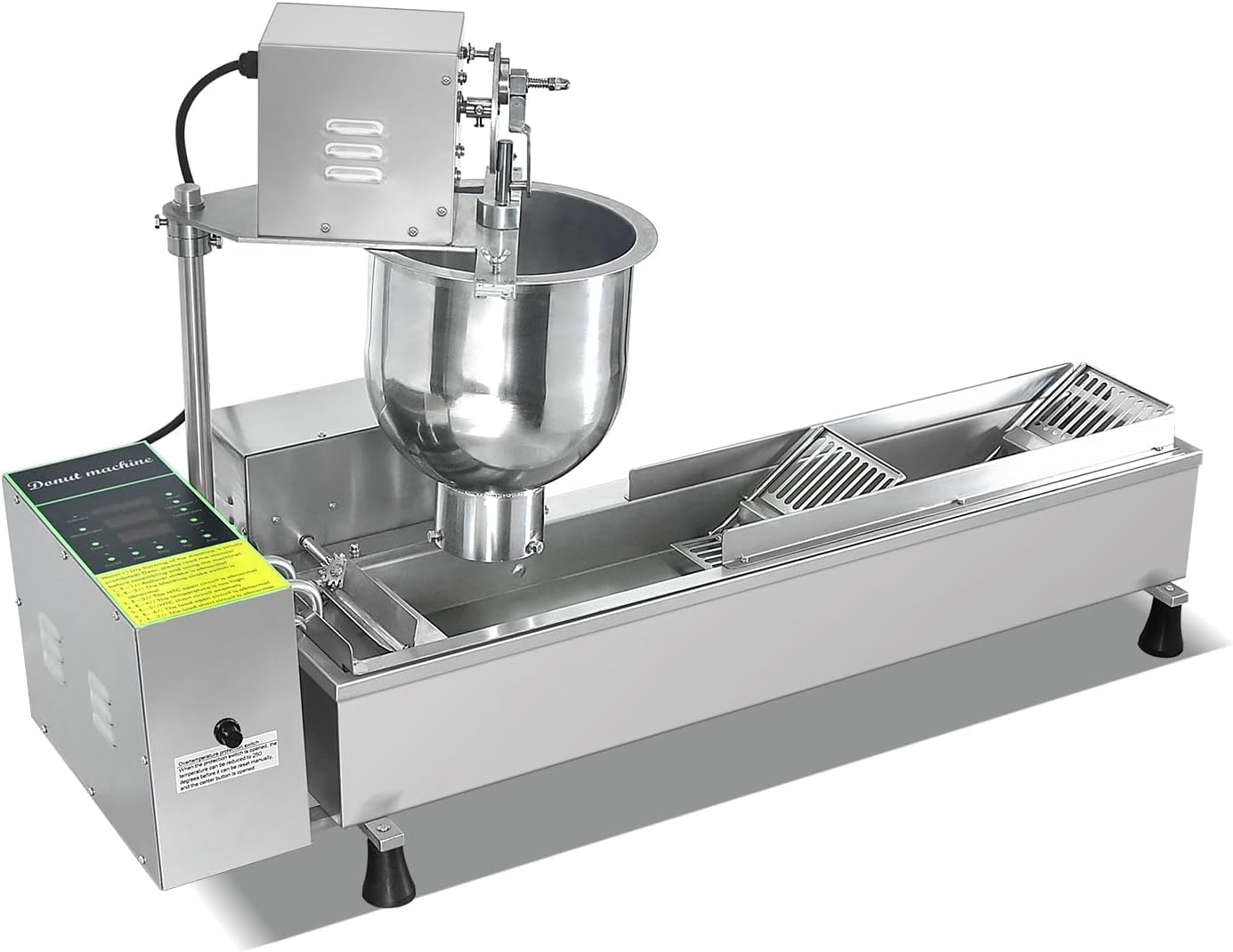Máquina automática para hacer donas con tolva de 7 L, conteo automático, giro automático, temporizador, control de temperatura, potencia de 3000 W