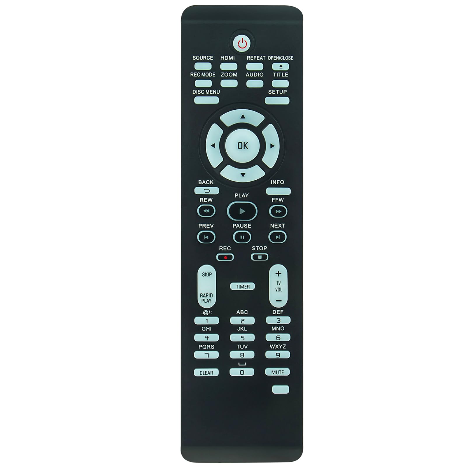 DVDR3475 Replacement Remote Control Commander Compatible with Philips DVDR3475/37 DVDR3475 DVDR3475/37B DVD Player and Recorder