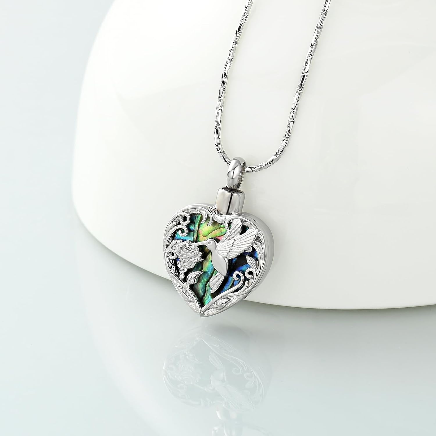 Imrsanl Hummingbird Cremation Jewelry Heart Urn Necklace for Ashes for Women Men Memorial Keepsake Ash Pendants of Loved Ones - Image 3