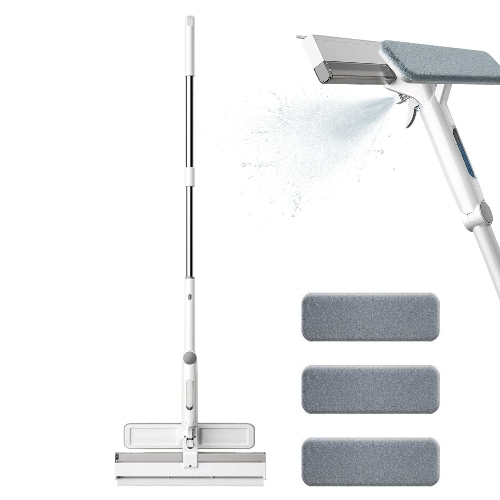 Nettoyeur de vitres télescopique avec balai de nettoyage et bouteille intégrée pour mur