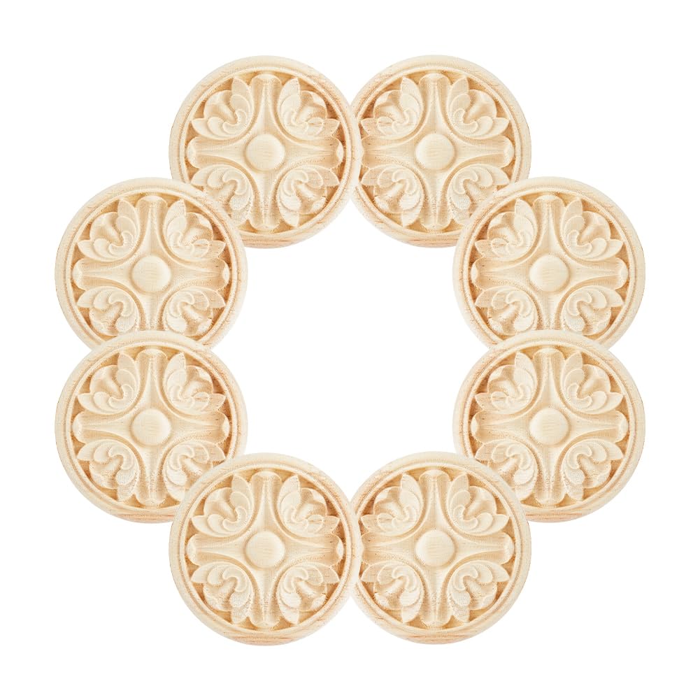 Apliques de madera tallada SUPERFINDINGS de 6,1 cm con motivos de flores redondas para muebles