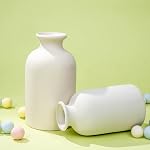 White Ceramic vases Home Decor 2pcs Small vase Set Boho vase Modern Farmhouse Decor (White)