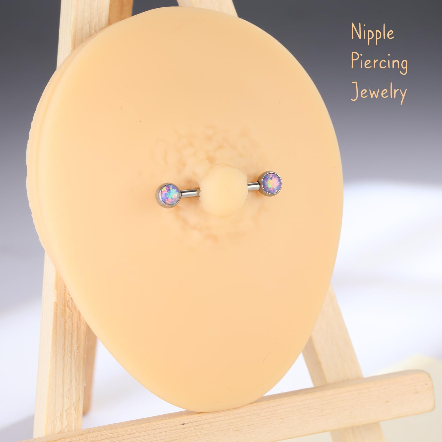 AROWRO Nipple Piercing Jewelry Nipple Rings Titanium Nipple Rings Implant Grade Hypoallergenic 14G Internally Threaded Straight Barbells with Cubic Zirconia Opal Gold Silver Rose Gold Black 12mm 14mm 16mm 18mm 20mm - Image 4