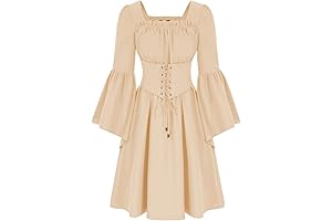 Women's Solid Color Medieval Dress with Belt