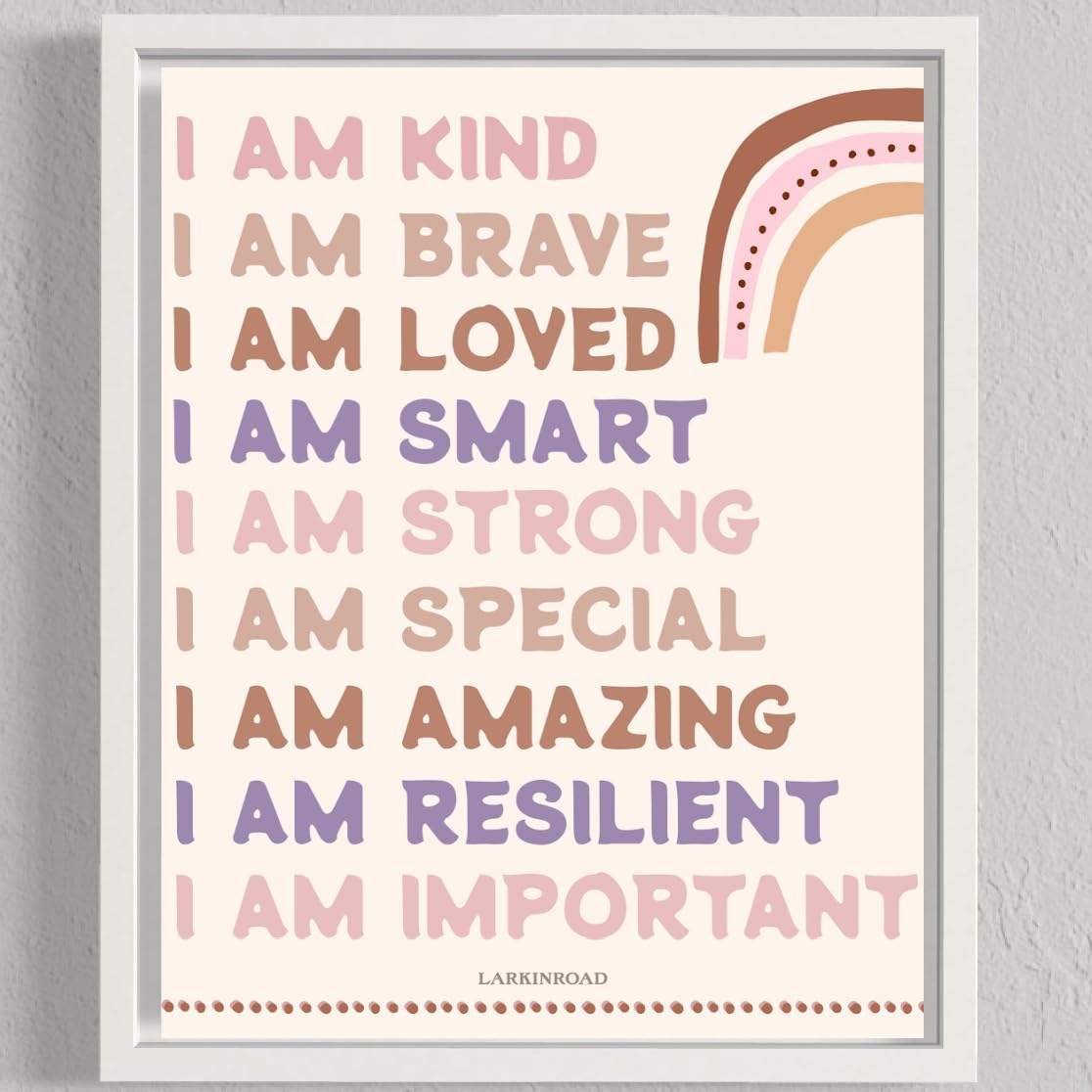 LARKINROAD Affirmations Poster (11in x 14in Unframed) Playroom Decor Boho Rainbow Nursey Décor
