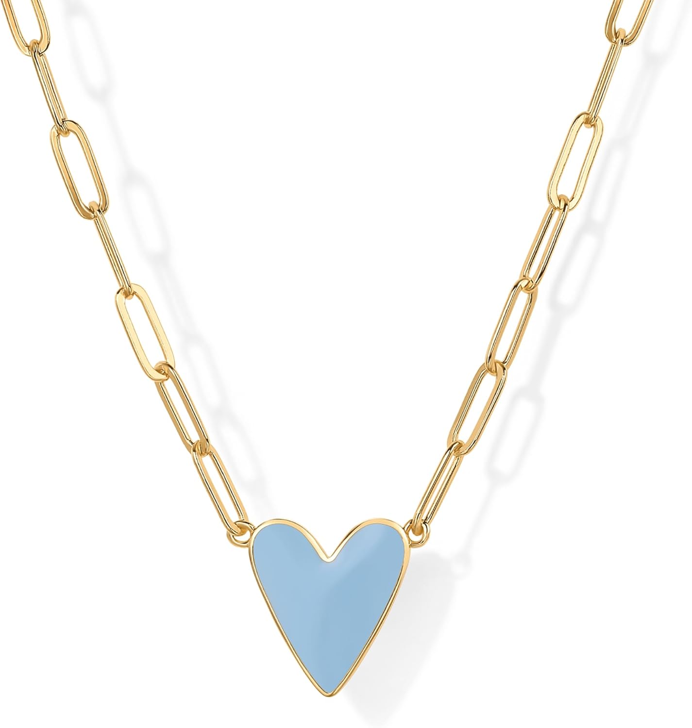 14K gold plated heart pendant necklace for women in enamel