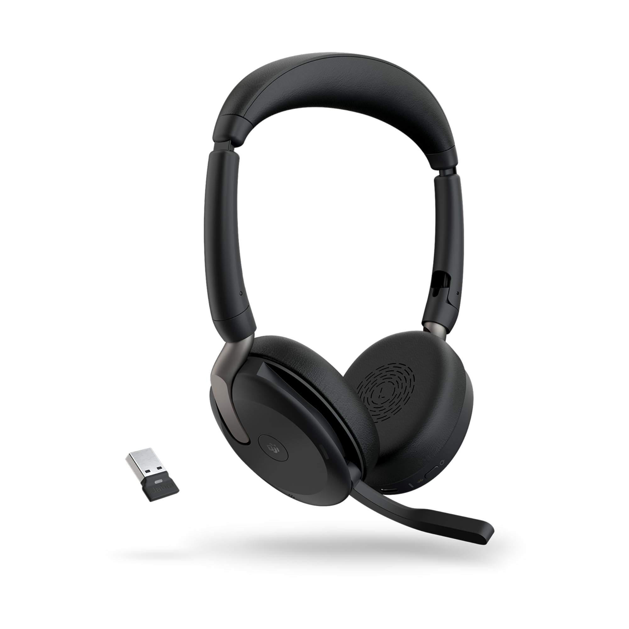 Jabra Evolve2 65 Flex - Cuffie Stereo Bluetooth, Ottimizzato per Microsoft Teams, USB-A dongle, Caricatore Wireless Incluso, Evolve2 65 Flex