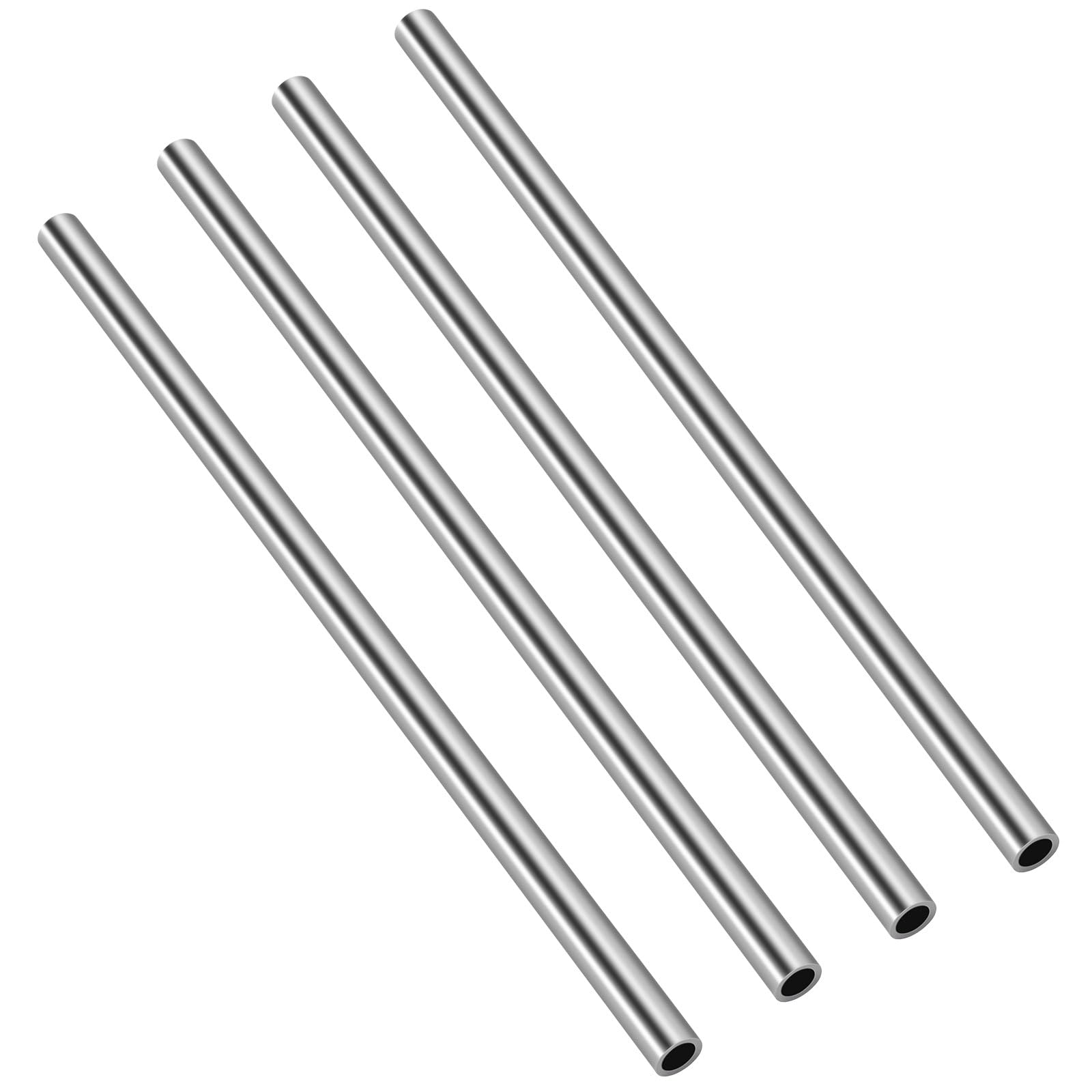 1/4 Inch (6.3mm) OD Round Metal Pipe, 304 Stainless Steel Tubing, 12" Length Weldable Industrial Straight Tube, 4 PCS
