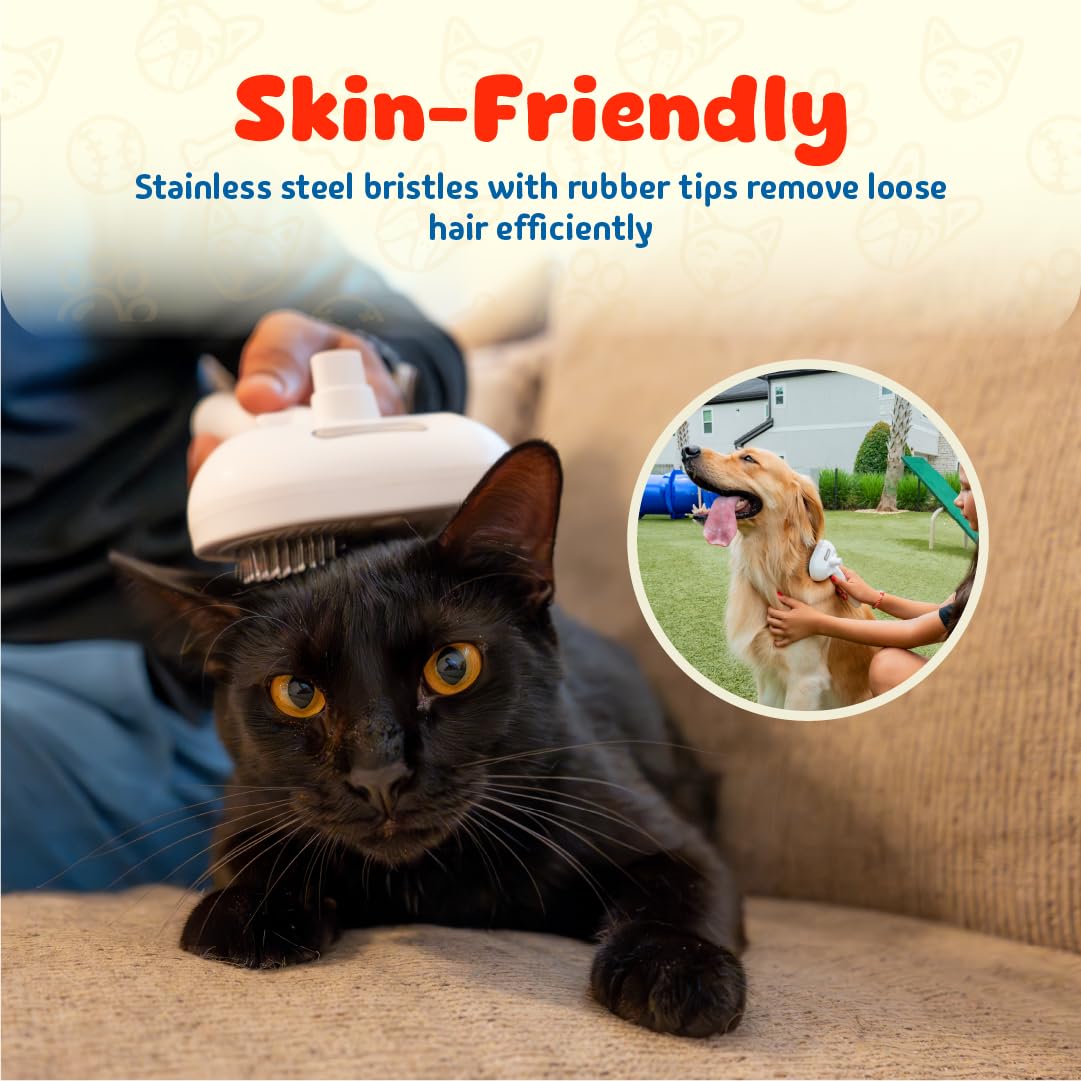 Daphinx cat steam brush, misty defur comb, steamer hair brushes for indoor cats and other pets (Dogs, rabbit), groomer for shedding, massage, self-cleaning, anti-static, rechargeable grooming tool