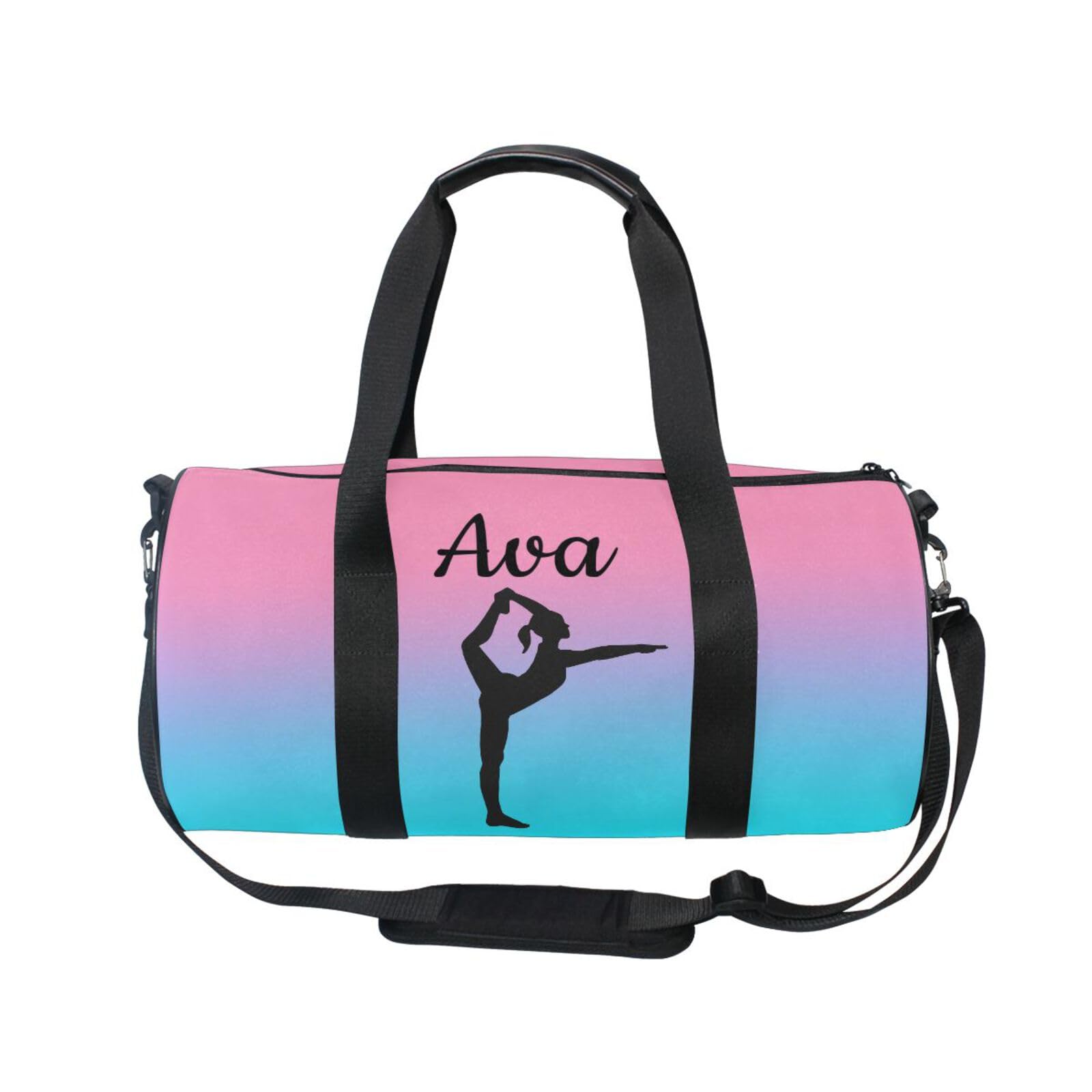 Personalised Gymnastics Bag for Girls Custom Name Kids Gym Bag Gymnastics Gradient Cyan Blue Dance Bags Sport Gymnastics Equipment Storage Customise Gymnastics Gifts for Gymnastics