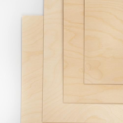 Miniatura 4 de Crystal Element Paquete de 50 hojas cuadradas de madera contrachapada de abedul báltico de 0.118 pulgadas, 18, 12 x 12 pulgadas, ideal para