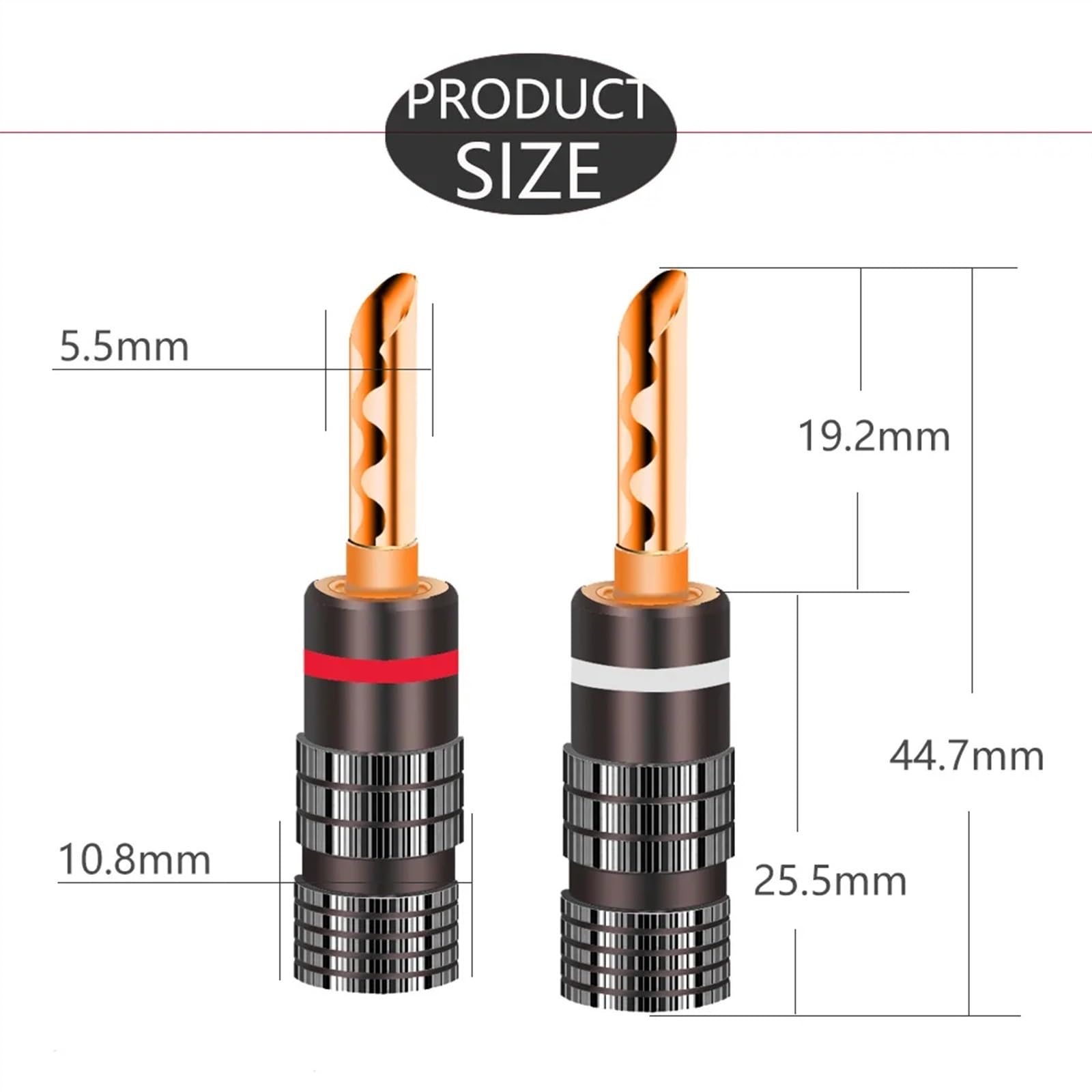 10 Paires de fiches Bananes Noires et Rouges, en cuivre plaqué Or 24K, connecteur Banane de 4mm, Prise de Haut-Parleur mâle, 20 pièces