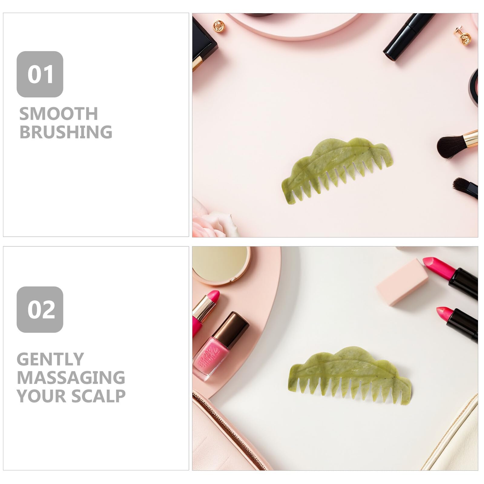 Set 4 Pettini Massaggiatori in Pietra Naturale per Cuoio Capelluto Guasha Spazzola Portatile per Massaggio Testa Stimolazione Nutriente e Rilassamento da Viaggio