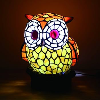 Amazon | FBOSS Tiffanylampカラフルなフクロウのテーブルランプ手作り