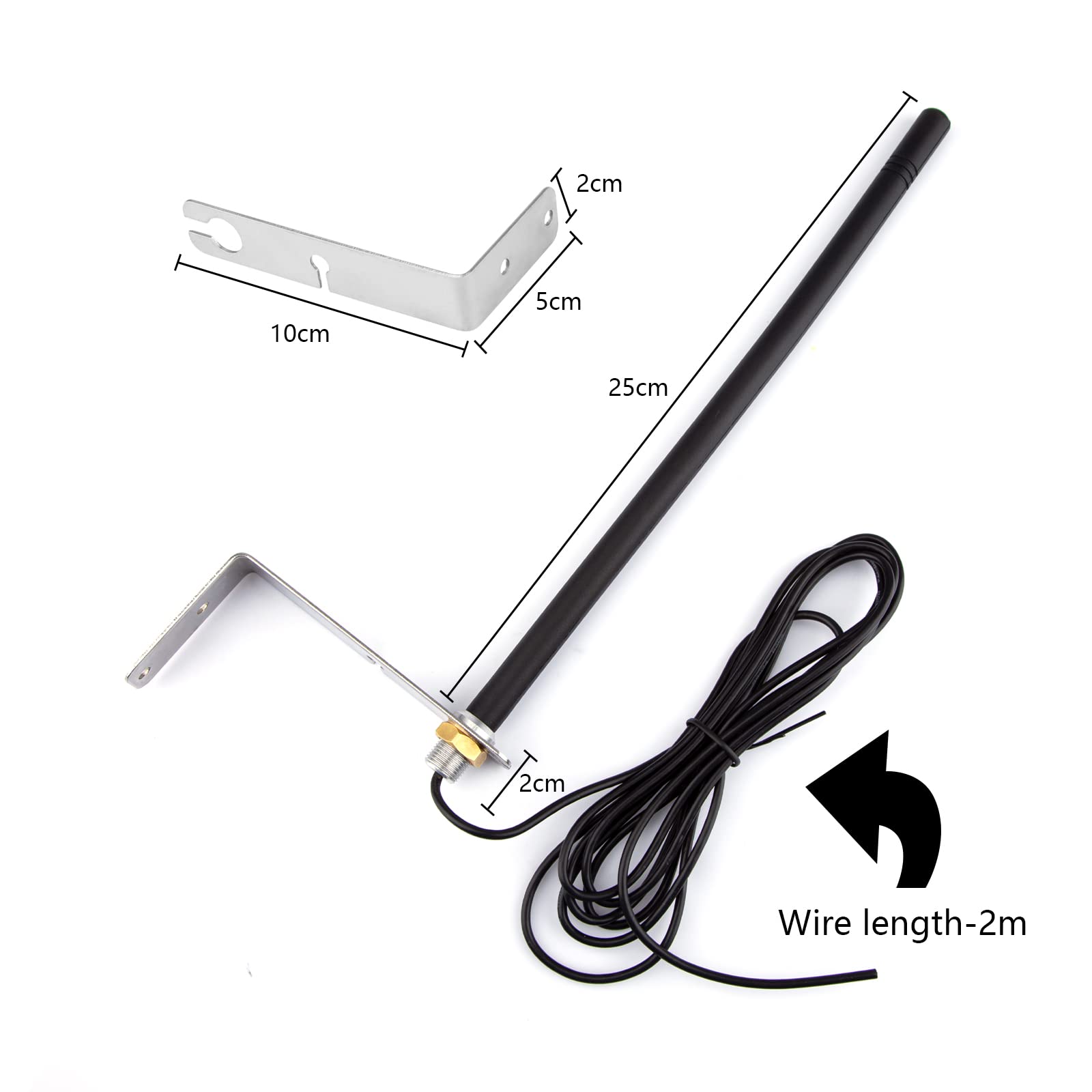 Antena de exterior para puerta de garaje, 433 MHz, repetidor inalámbrico, con cable RG174 de 2 m, distancia máxima de 200 metros