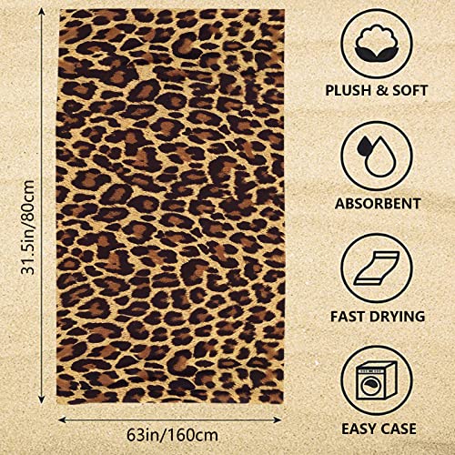 Beach Towel Cheetah Print Leopard, Oversized Quick Dry Bath Towel, Aldult Thin Lightweight Microfiber Towel Blanket, Multipurpose Women Pool Bath Towel For Yoga Swim Spa - 63 X 31.5 Inch #TOP2