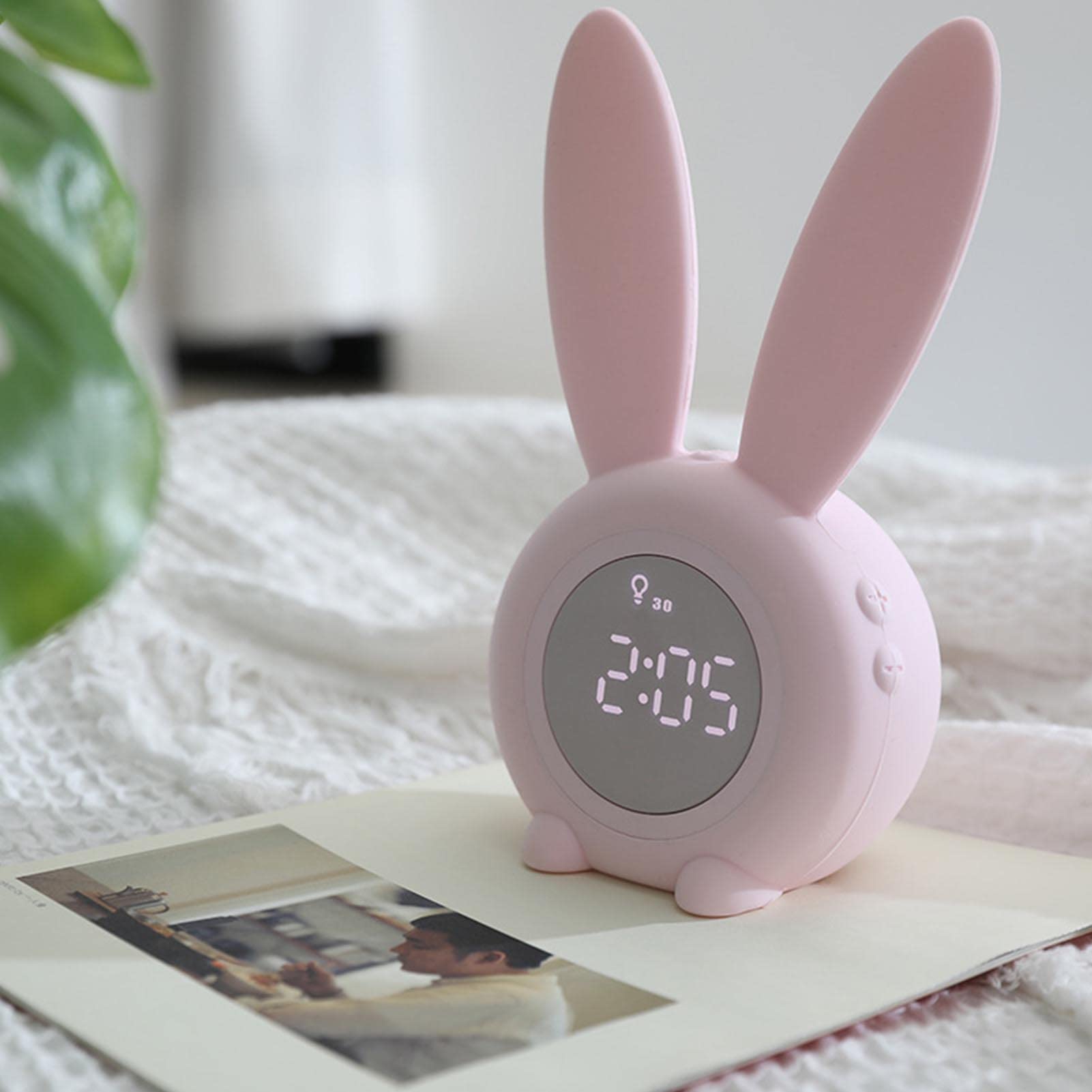 Gsycle Kids Alarm Clock, Bunny Alarm Clock Kids Digital Clock Pink Alarm Clock Cute Alarm Clocks Bunny Clock Alarm Clock for Kids(Pink)
