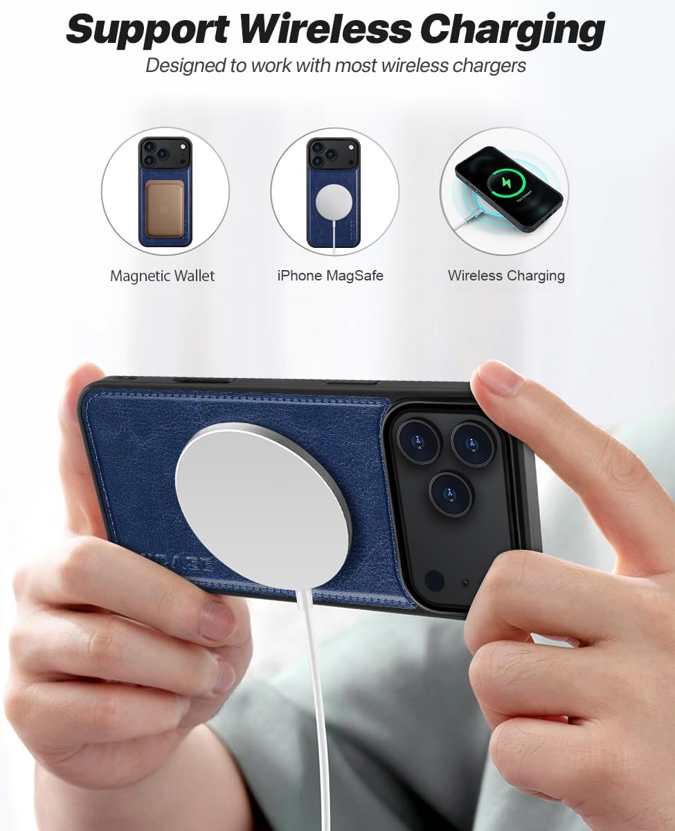 OCASE Coque pour iPhone 17 Pro Magnétique Détachable 2-en-1, PU Étui Portefeuille en Cuir avec RFID Blocage, Fentes pour Cartes, Protection Antichoc Housse pour iPhone 17 Pro (6,3’’, 2025) - Bleu