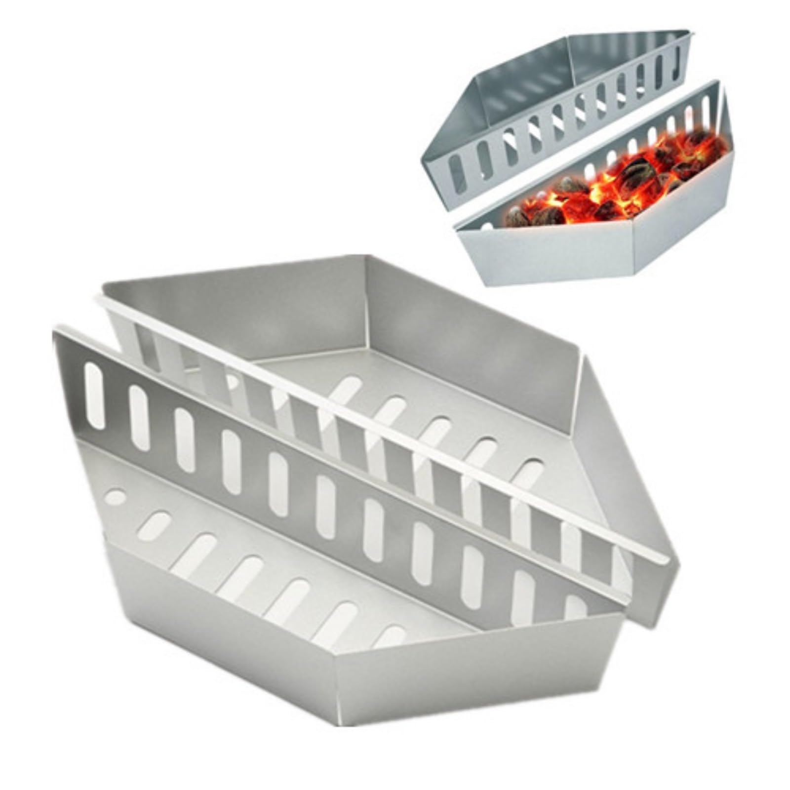 Generico Cestino per Carbone per Barbecue da 2 Pezzi Cestino per Grigliata di gamberetti Contenitore per Carbone Porta-Carburante per Barbecue Accessori Pesanti per portabricchette