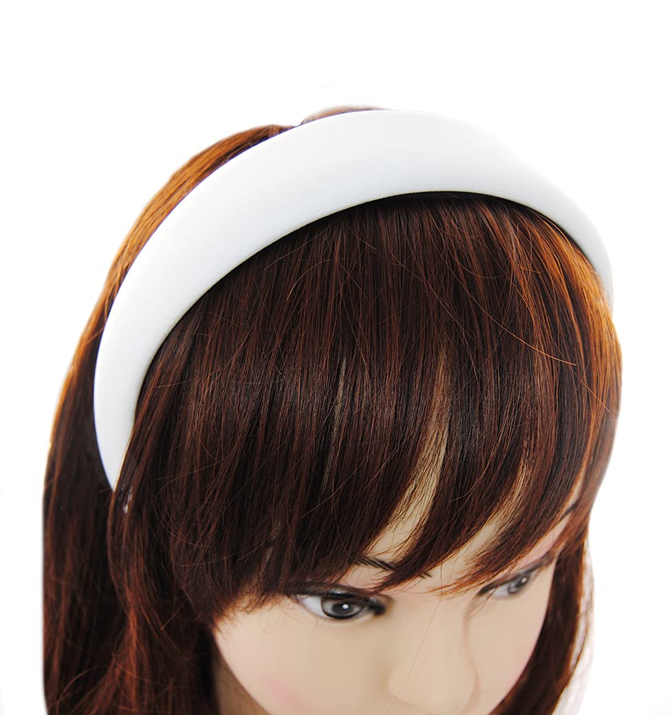 Axy Wide Headband with Fabric Padded Candy Colours - Beautiful Women's Headband Hair Accessories HRK2A (White) - Image 2